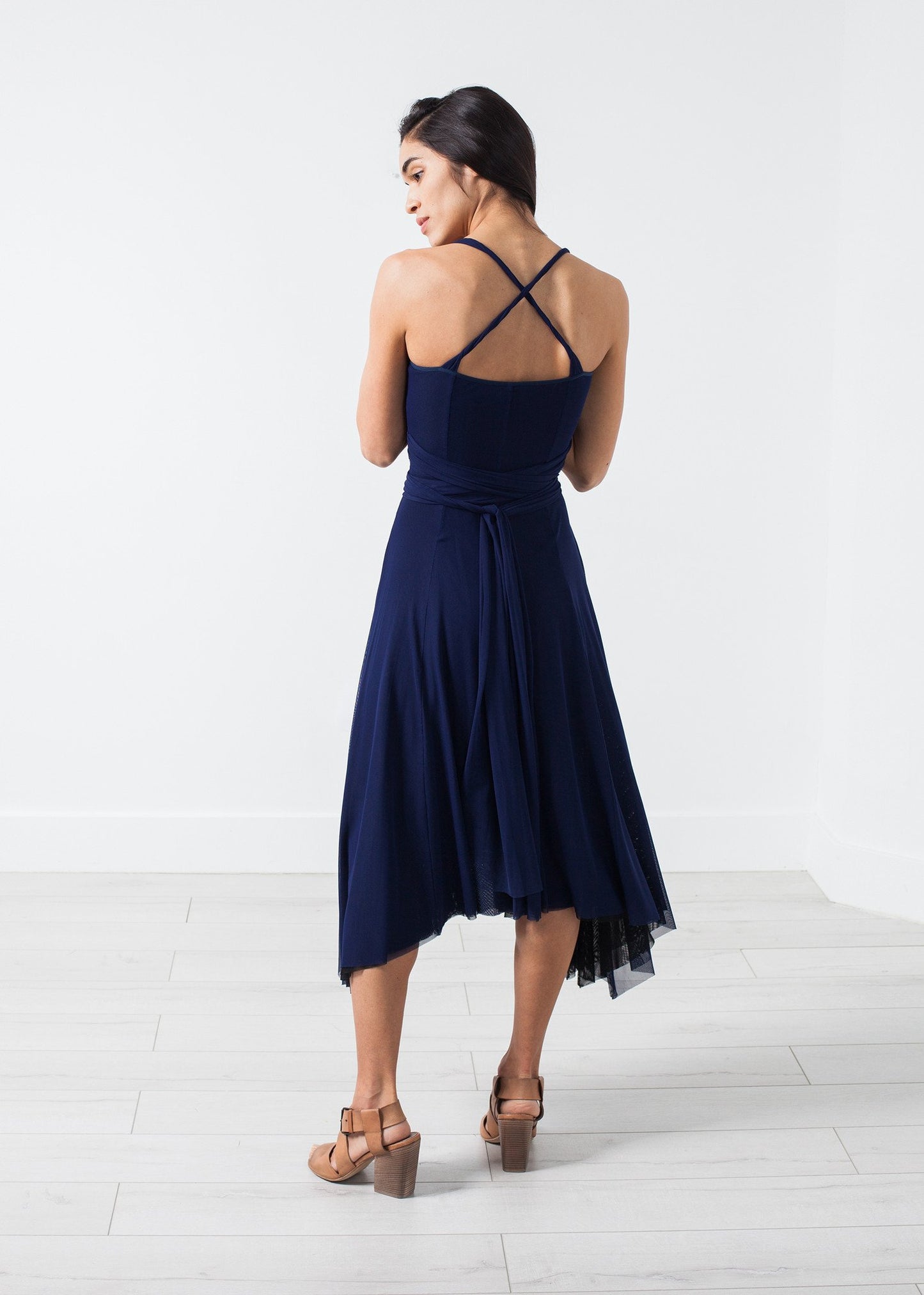 Ruched Party Dress in Navy