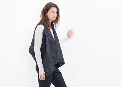 Quilted Mesh Waistcoat in Black/White