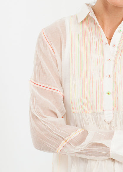 Sheer Rainbow Blouse in White