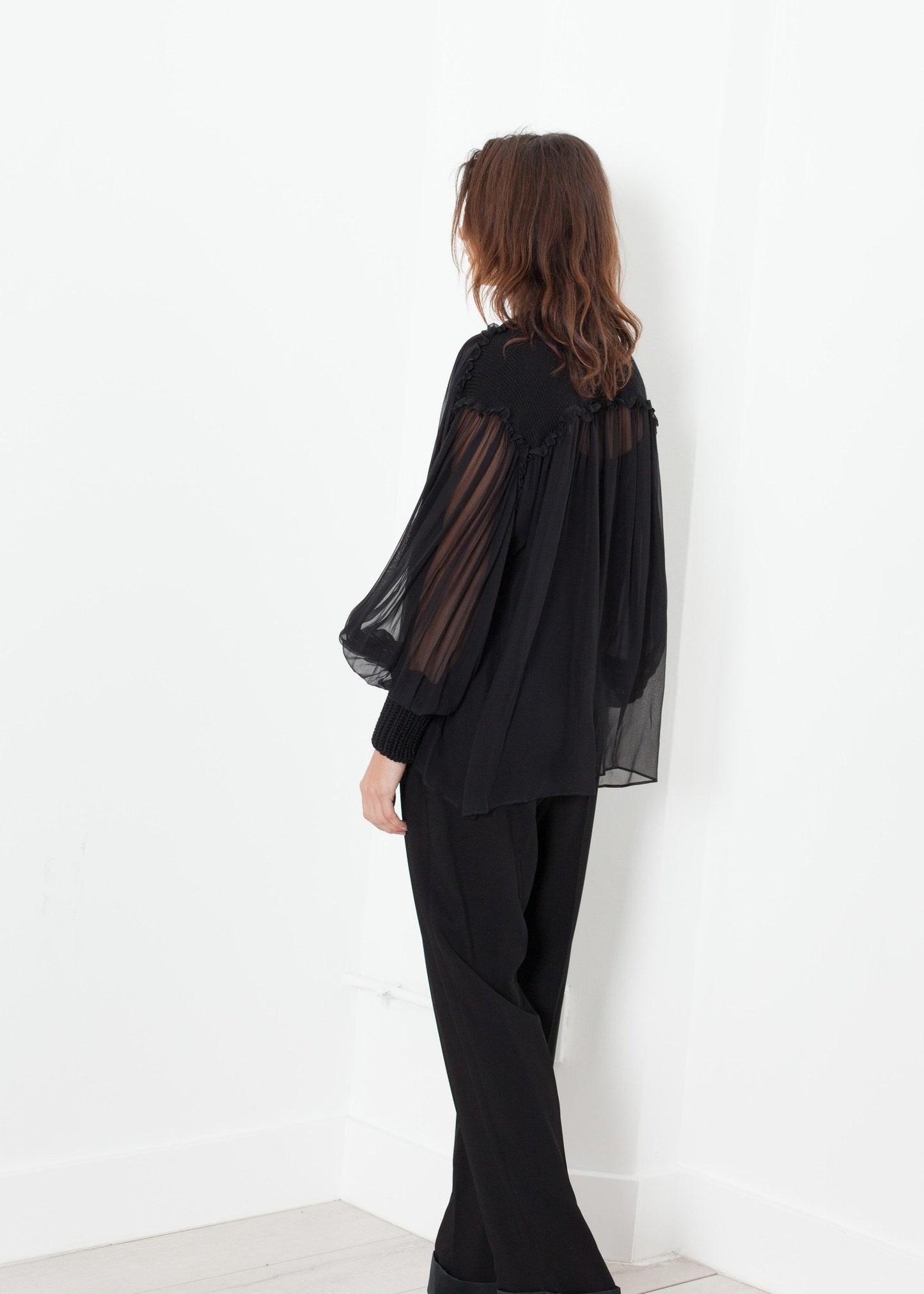 Poet Silk Sweater in Black